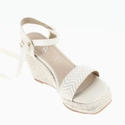 Sandales Compensees Aya Beiges A Bride Tressee