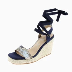 Sandales Compensees Aya Marine A Bride Tressee