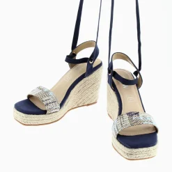 Sandales Compensees Aya Marine A Bride Tressee