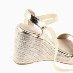 Sandales Compensees Aya Or A Bride Texturee