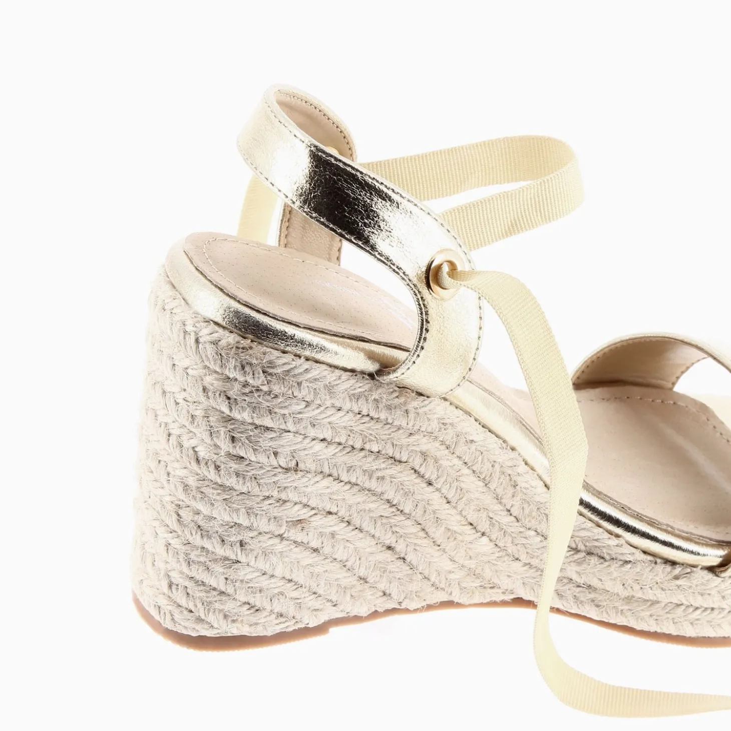 Sandales Compensees Aya Or A Bride Texturee