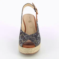 Sandales Compensees Gaelle En Tweed Leopard Anthracite