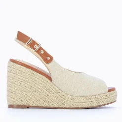 Sandales Compensees Gaelle En Tweed Beige