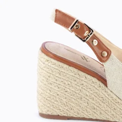 Sandales Compensees Gaelle En Tweed Beige