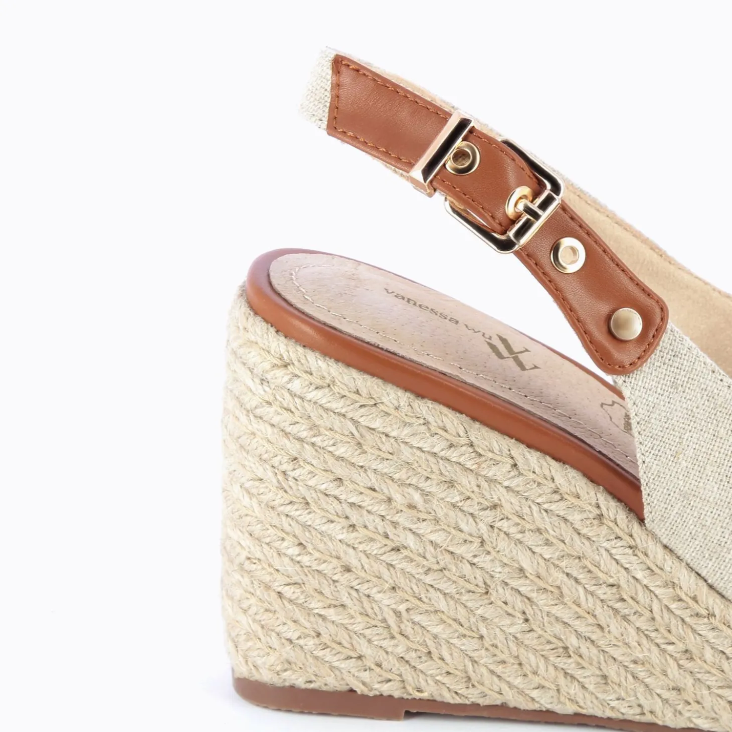 Sandales Compensees Gaelle En Tweed Beige