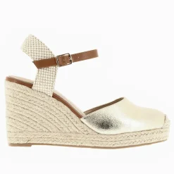 Sandales Compensees Lilou Or Texture
