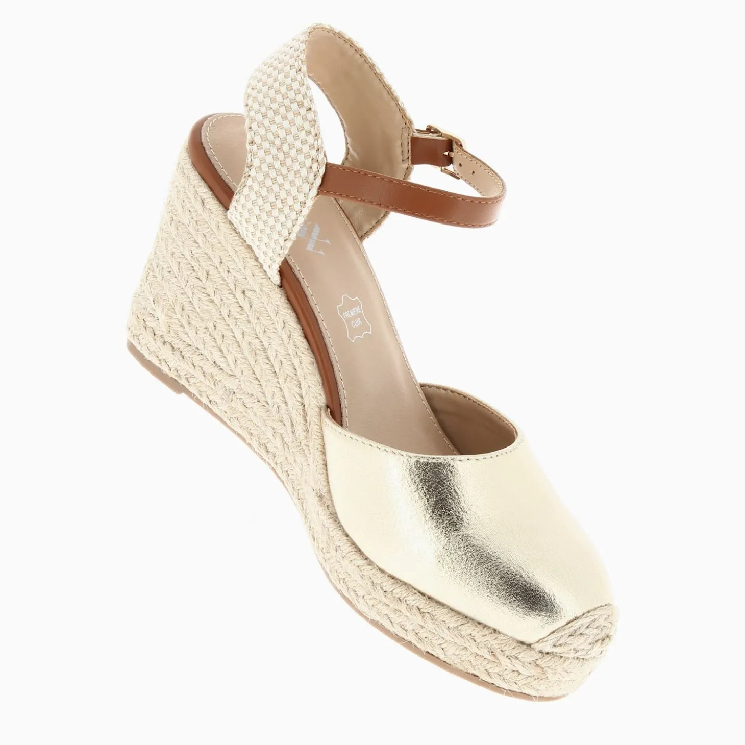 Sandales Compensees Lilou Or Texture