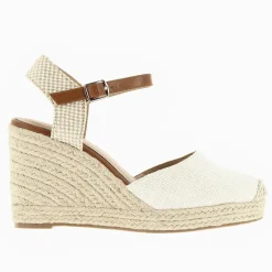 Sandales Compensees Lilou Beige Clair Effet Tisse