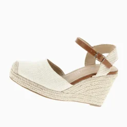 Sandales Compensees Lilou Beige Clair Effet Tisse