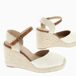 Sandales Compensees Lilou Beige Clair Effet Tisse