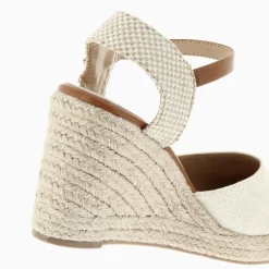 Sandales Compensees Lilou Beige Clair Effet Tisse