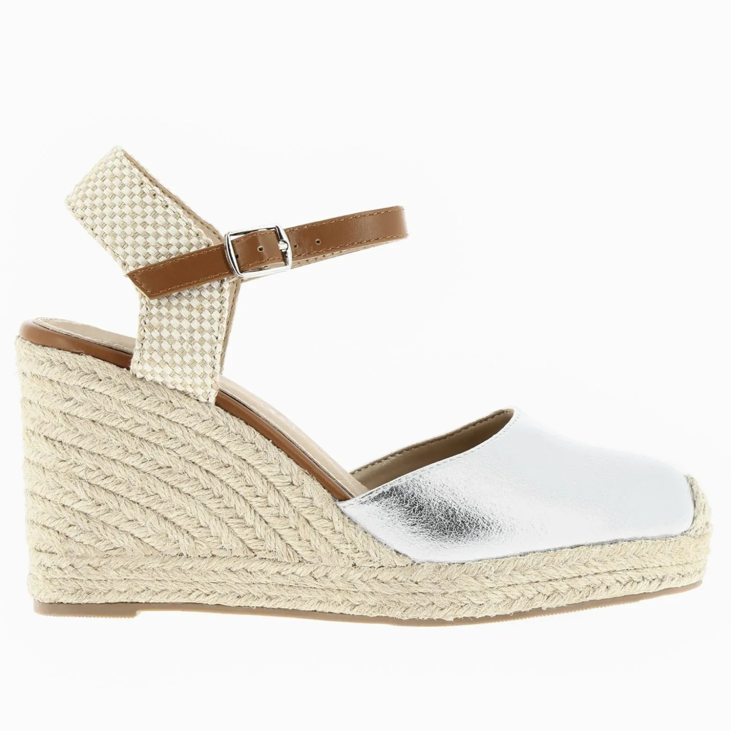 Sandales Compensees Lilou Argent Texture