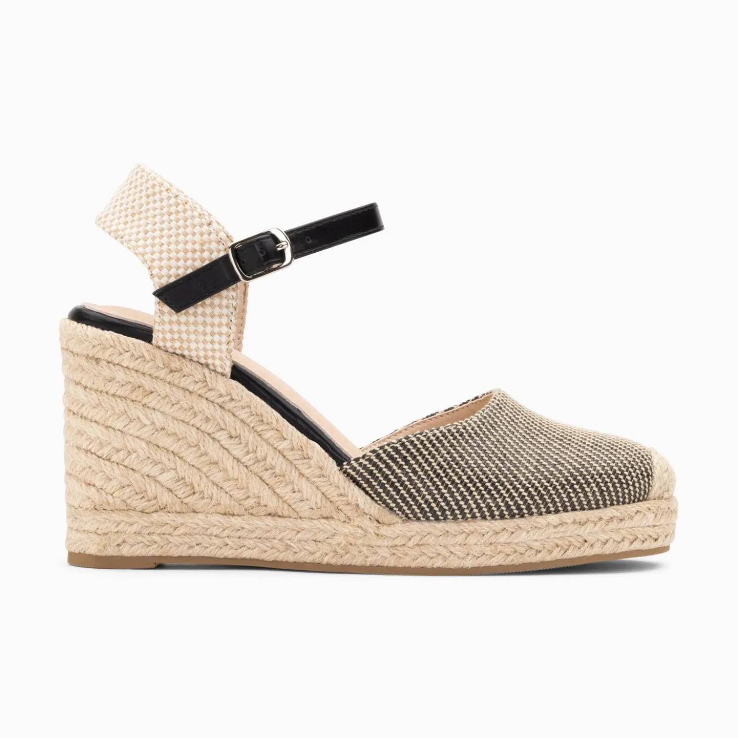Sandales Compensees Mariana Effet Raphia Noires