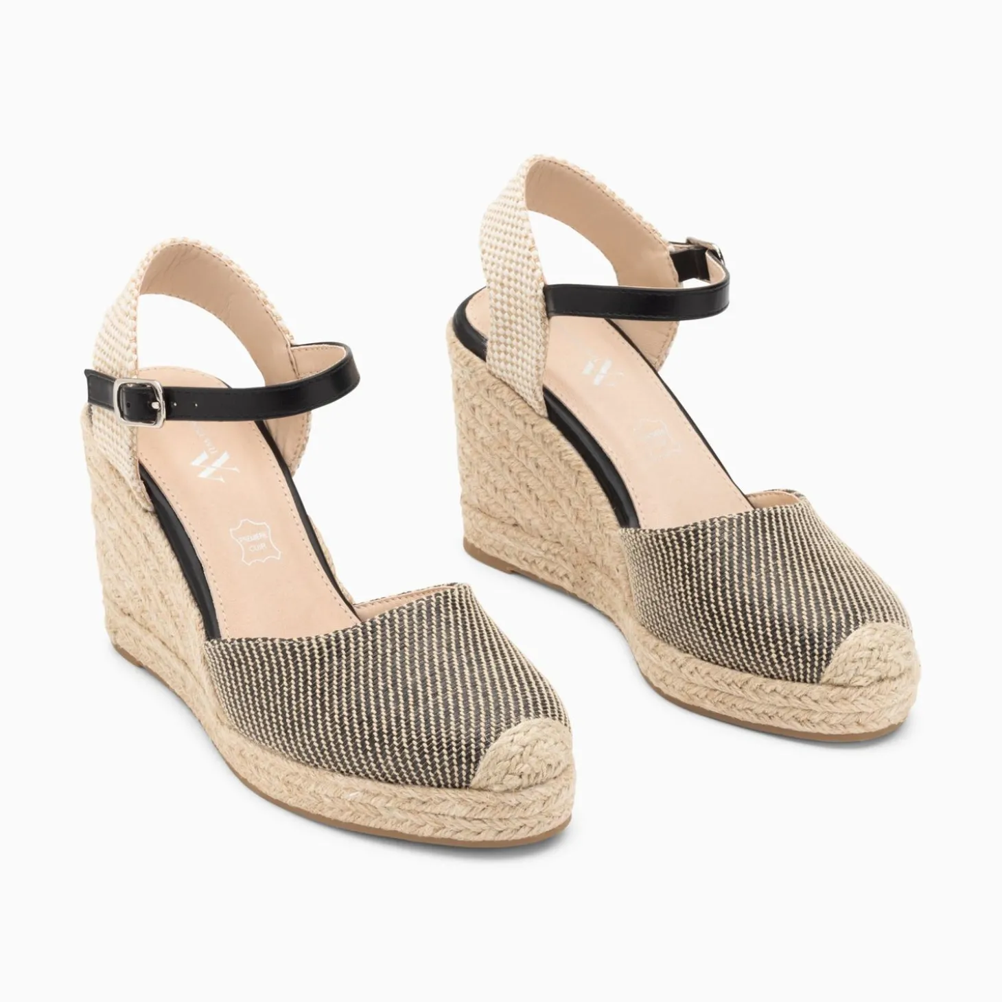 Sandales Compensees Mariana Effet Raphia Noires
