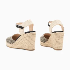 Sandales Compensees Mariana Effet Raphia Noires