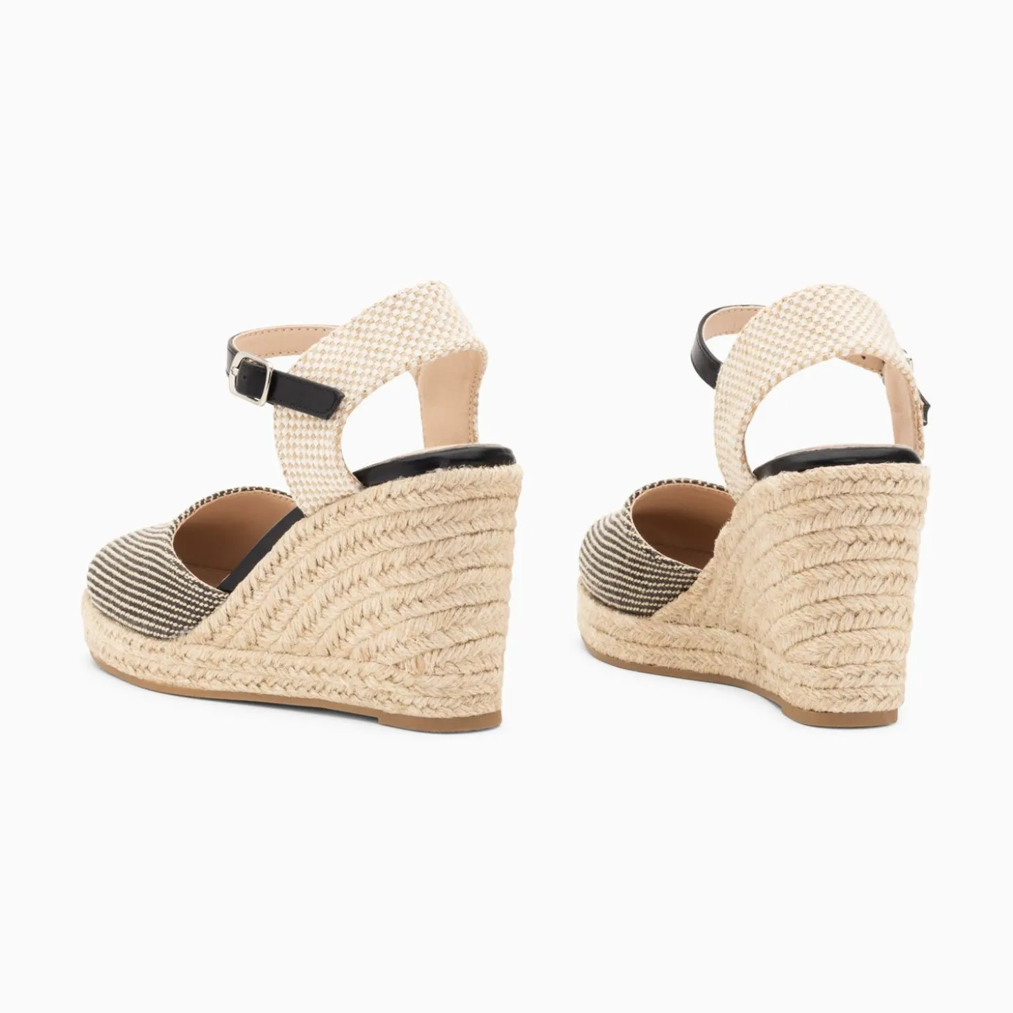Sandales Compensees Mariana Effet Raphia Noires