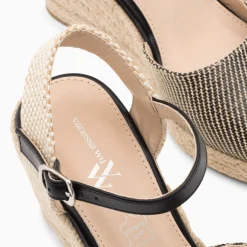 Sandales Compensees Mariana Effet Raphia Noires