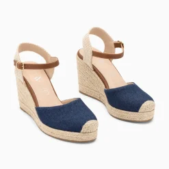 Sandales Compensees Mariana En Toile Denim