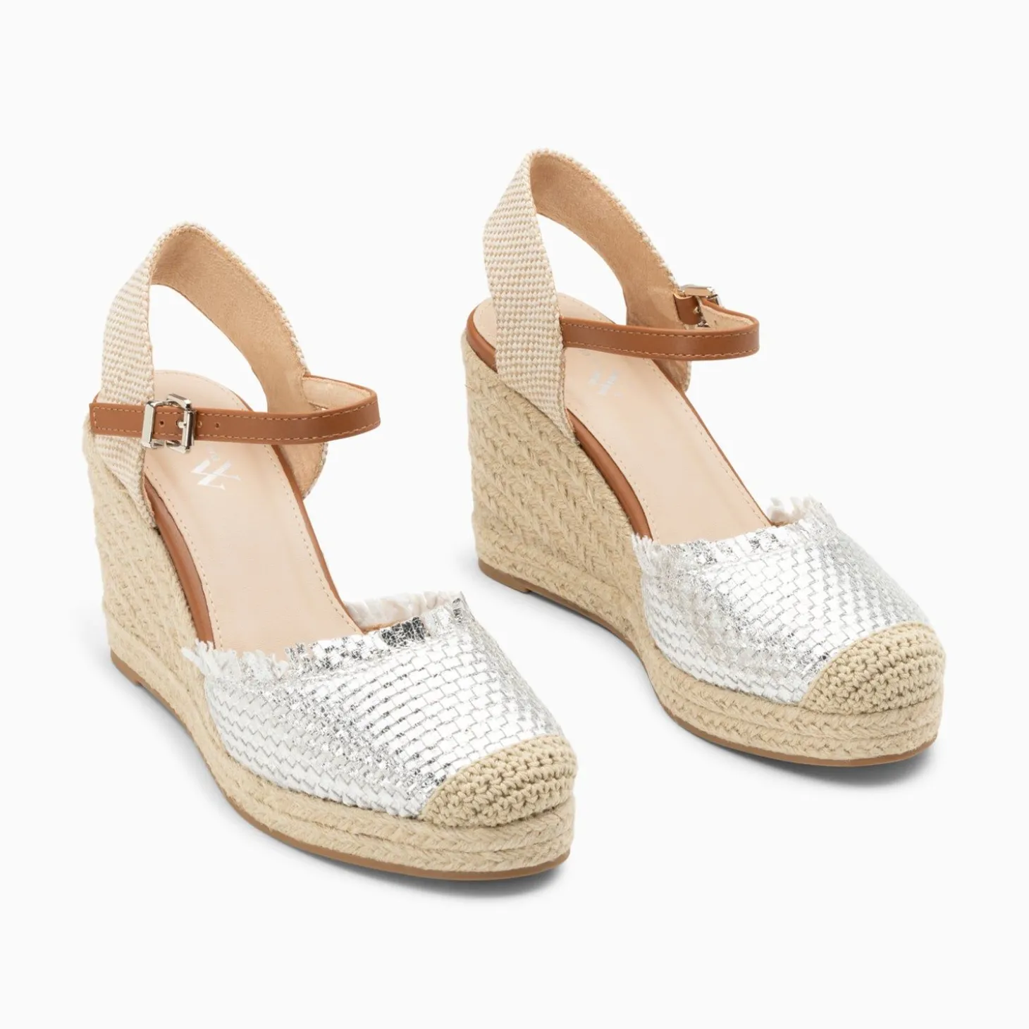 Sandales Compensees Nadine A Tressage Argent