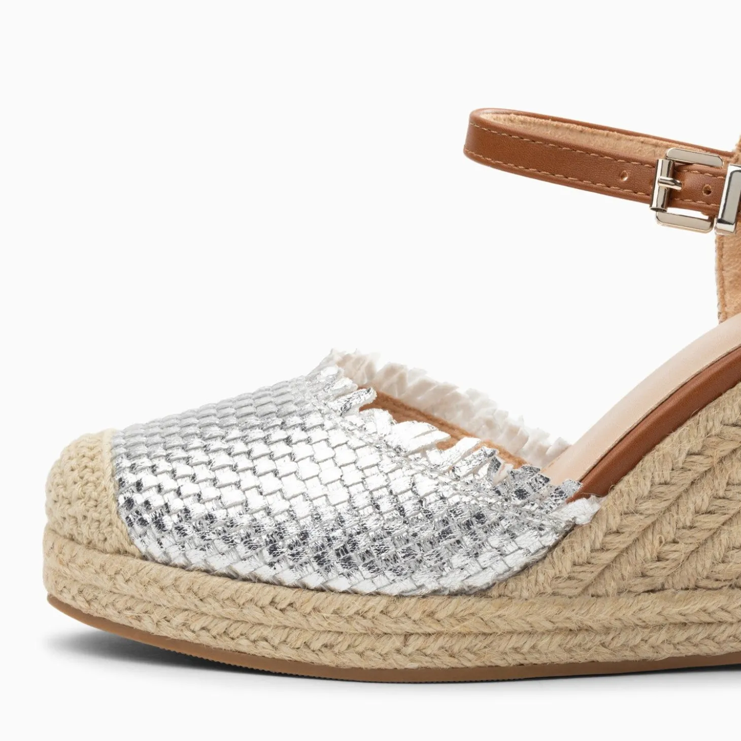Sandales Compensees Nadine A Tressage Argent