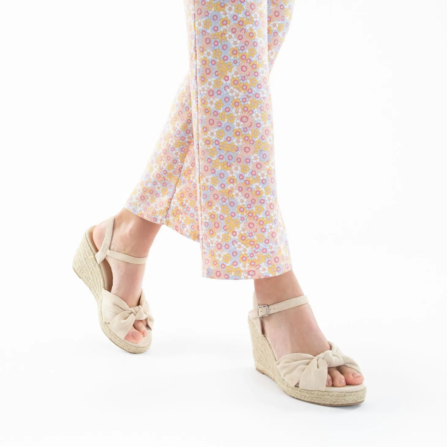 Sandales Compensees Nouees Zoella Beige Clair
