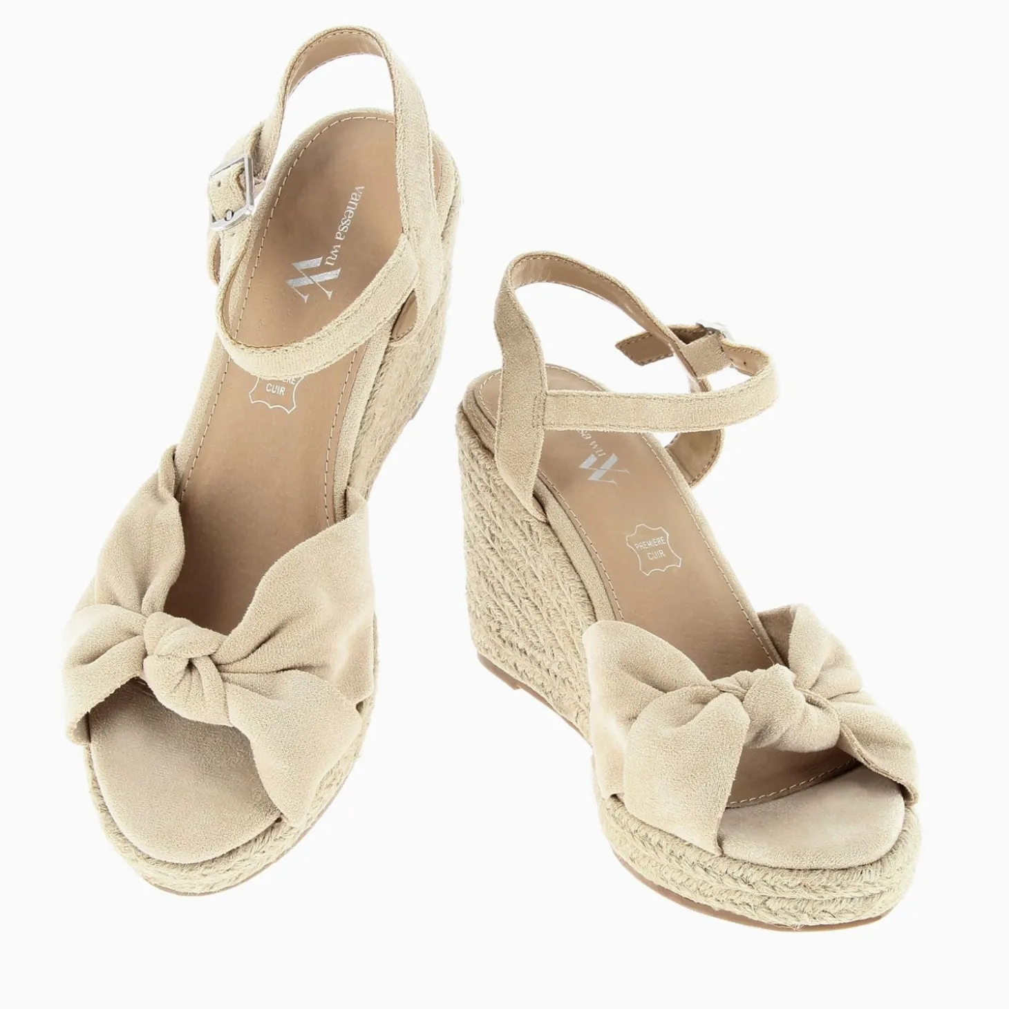 Sandales Compensees Nouees Zoella Beige Clair