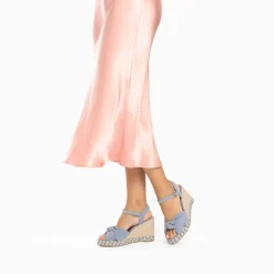 Sandales Compensees Nouees Celine Bleues