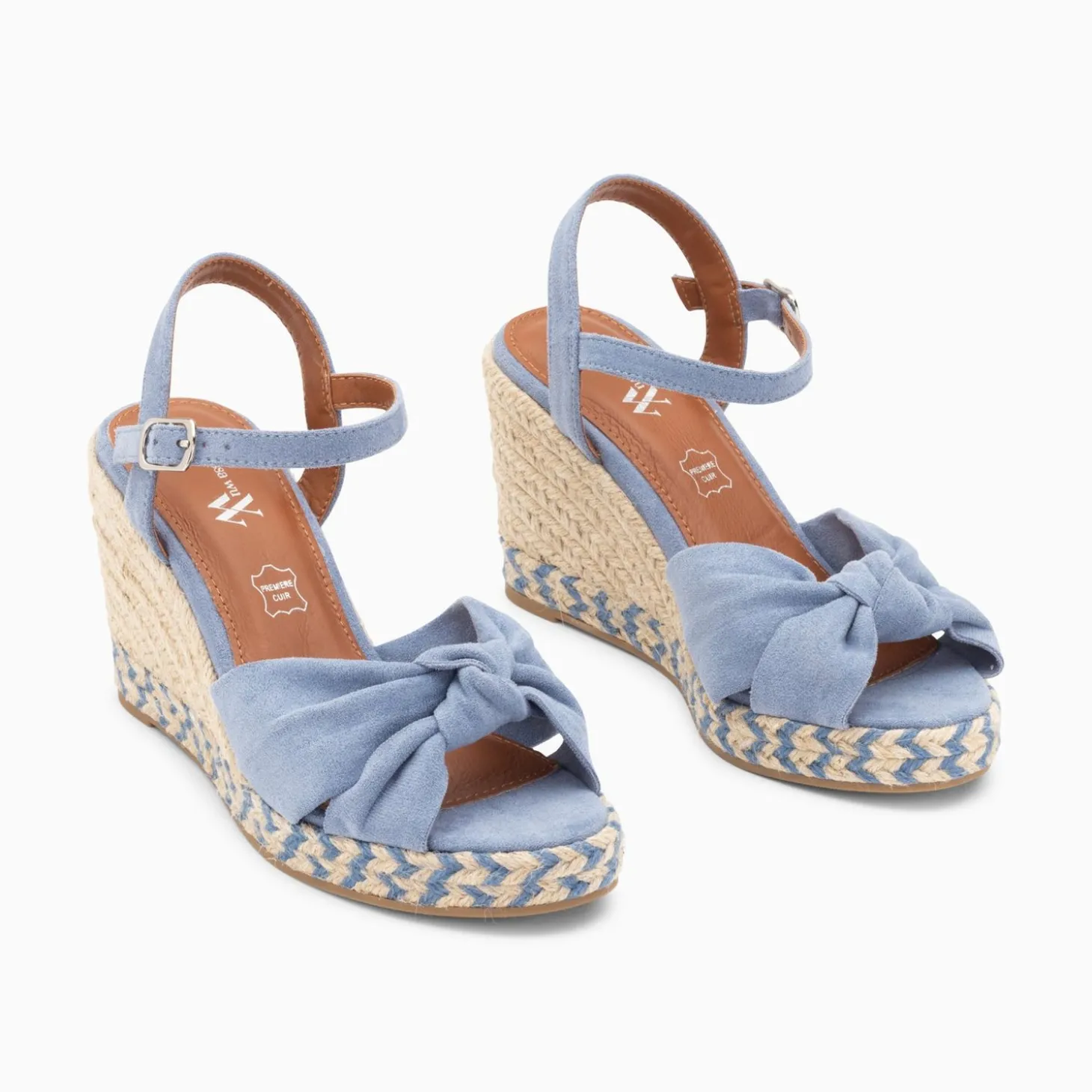 Sandales Compensees Nouees Celine Bleues
