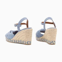 Sandales Compensees Nouees Celine Bleues