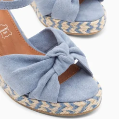 Sandales Compensees Nouees Celine Bleues