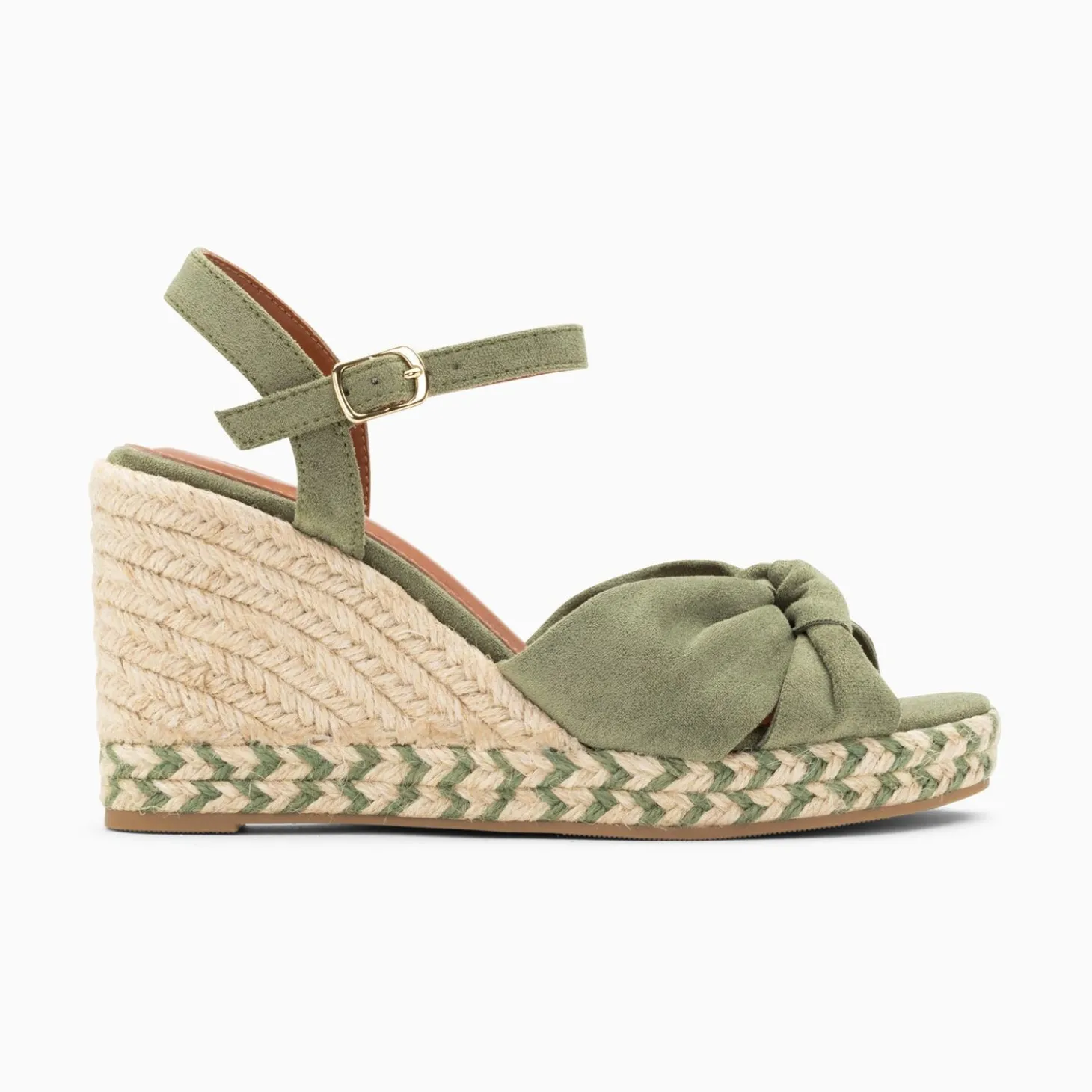 Sandales Compensees Nouees Celine Kaki Pastel