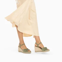 Sandales Compensees Nouees Celine Kaki Pastel