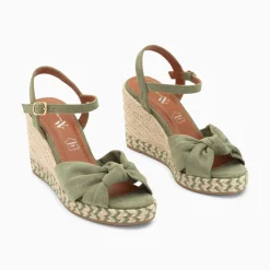 Sandales Compensees Nouees Celine Kaki Pastel