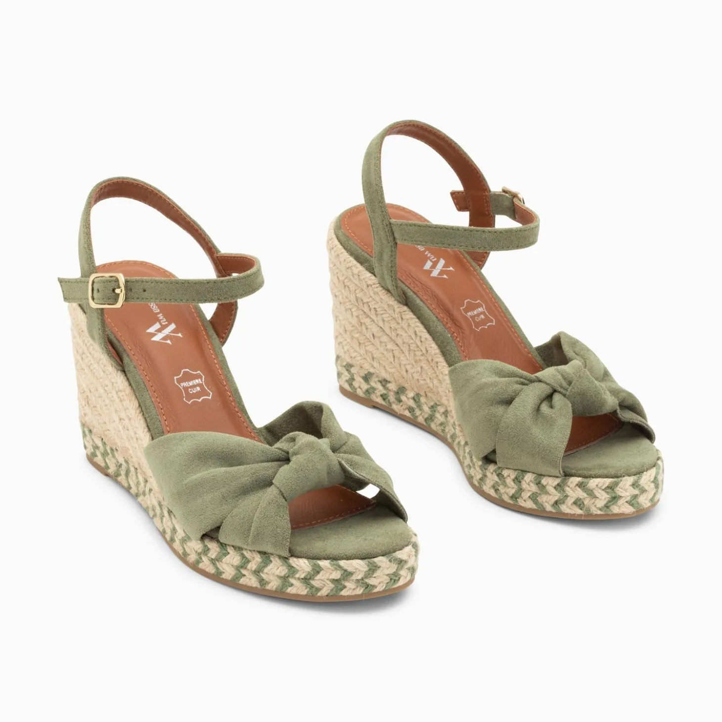 Sandales Compensees Nouees Celine Kaki Pastel