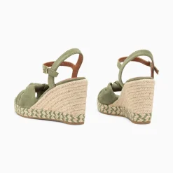 Sandales Compensees Nouees Celine Kaki Pastel
