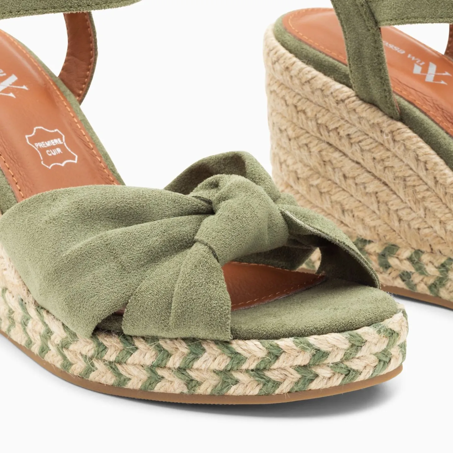 Sandales Compensees Nouees Celine Kaki Pastel