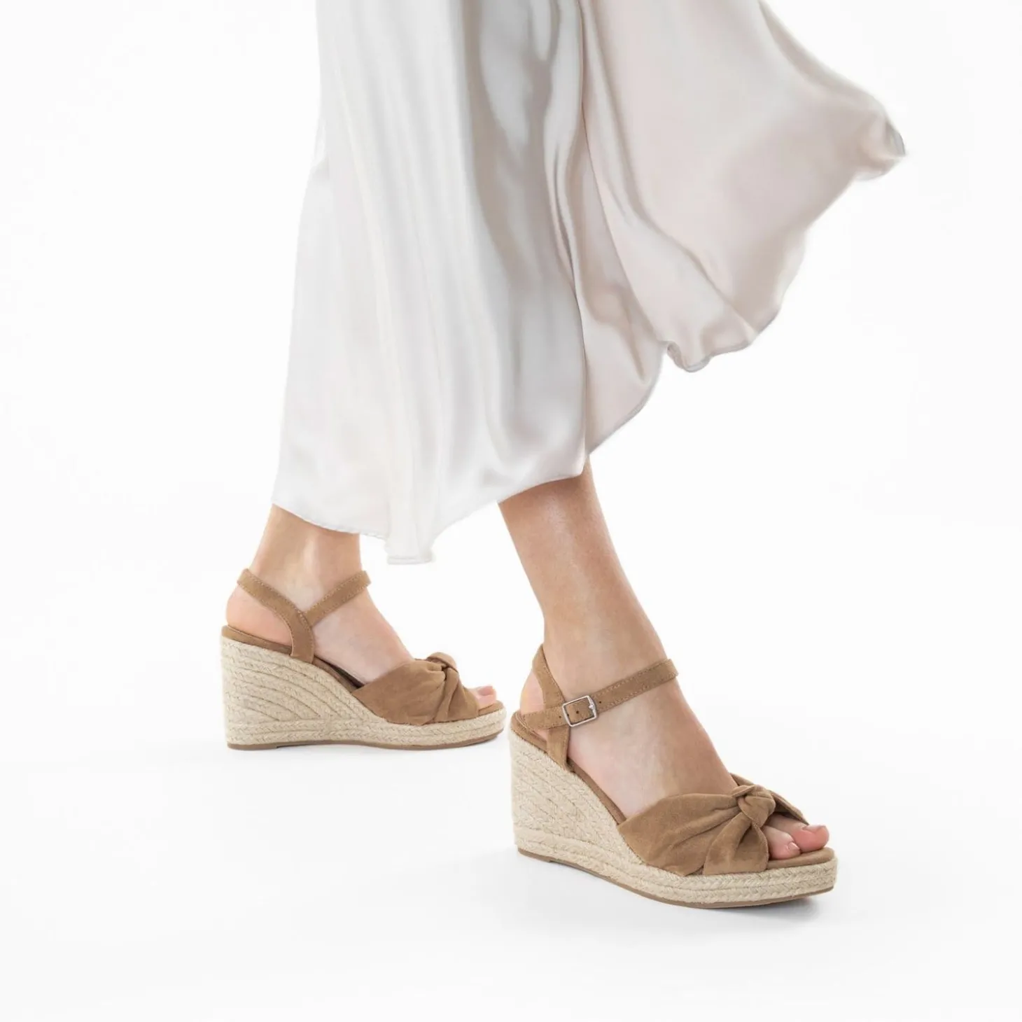 Sandales Compensees Nouees Zoella Beiges