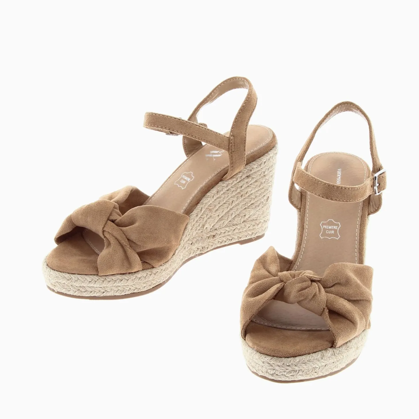 Sandales Compensees Nouees Zoella Beiges