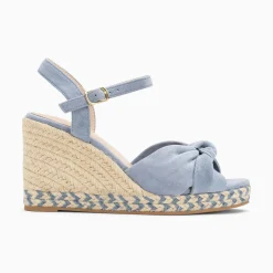 Sandales Compensees Nouees Georgina Bleues