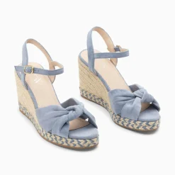 Sandales Compensees Nouees Georgina Bleues