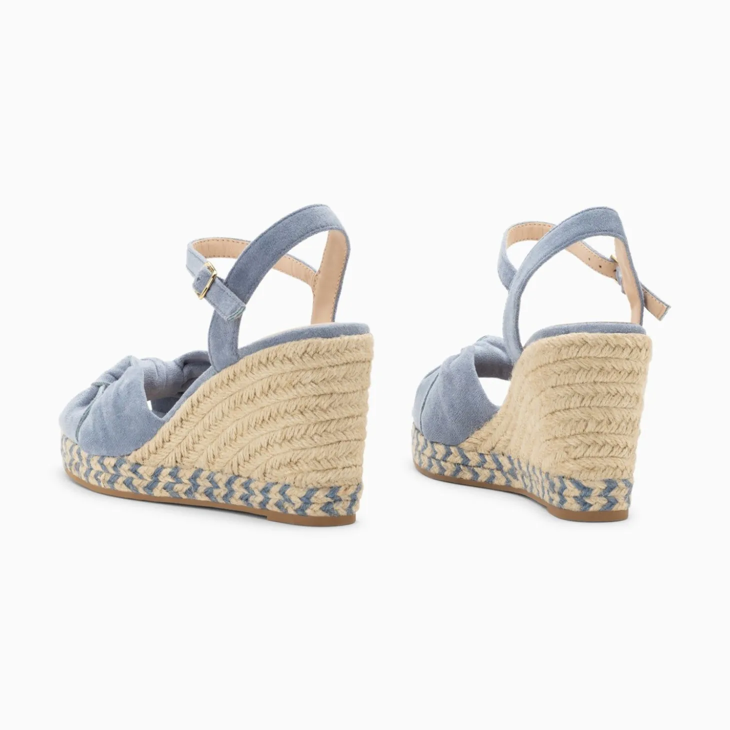 Sandales Compensees Nouees Georgina Bleues