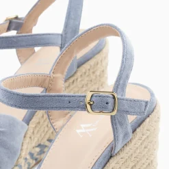 Sandales Compensees Nouees Georgina Bleues