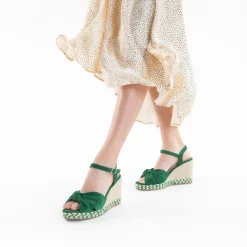 Sandales Compensees Nouees Zoella Vertes