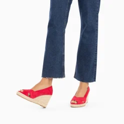 Sandales Compensees Peep-Toe Leonie Framboise