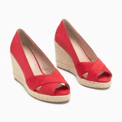 Sandales Compensees Peep-Toe Leonie Framboise