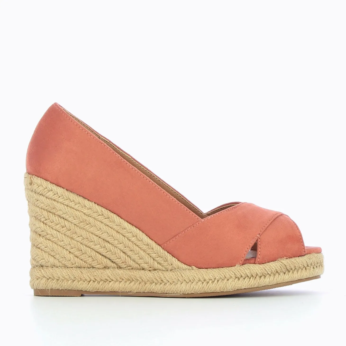 Sandales Compensees Peep-Toe Milena Brique