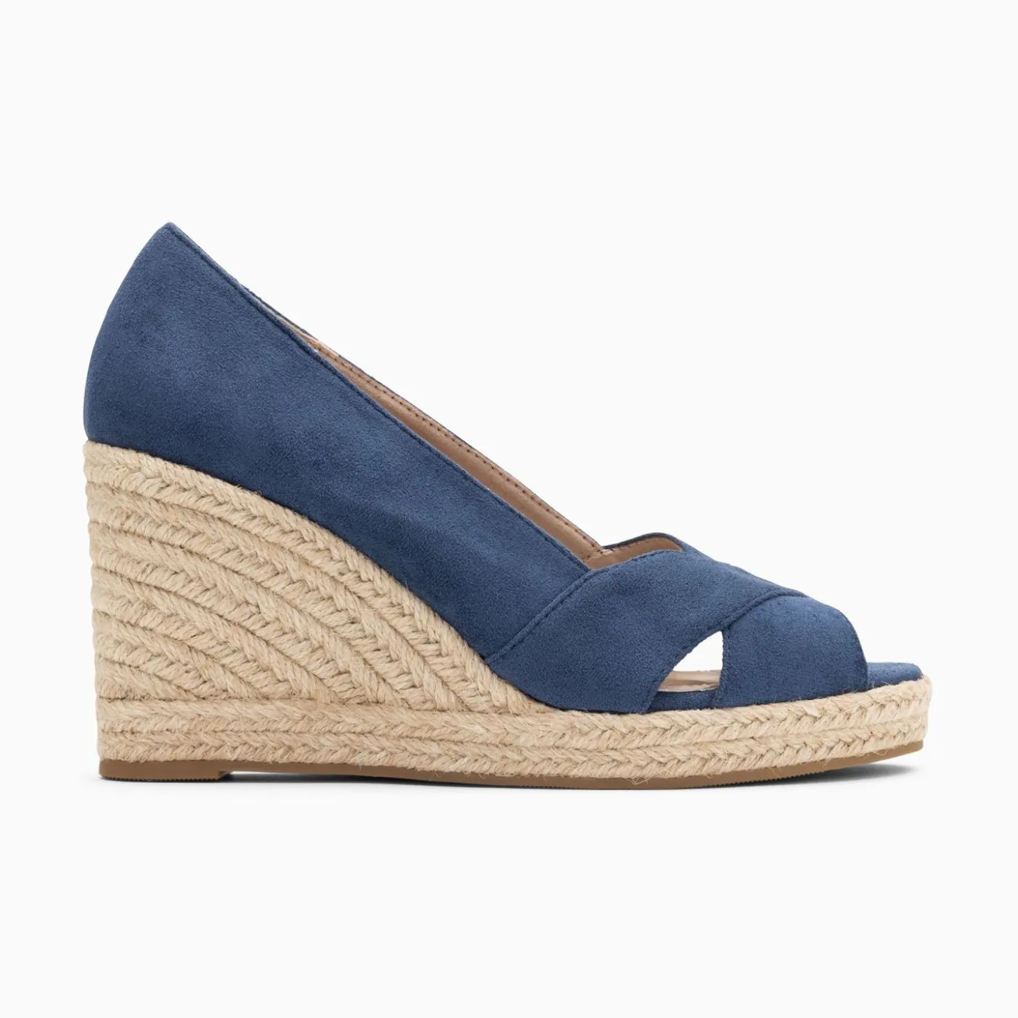 Sandales Compensees Peep-Toe Leonie Bleu Marine