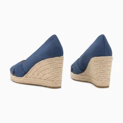 Sandales Compensees Peep-Toe Leonie Bleu Marine