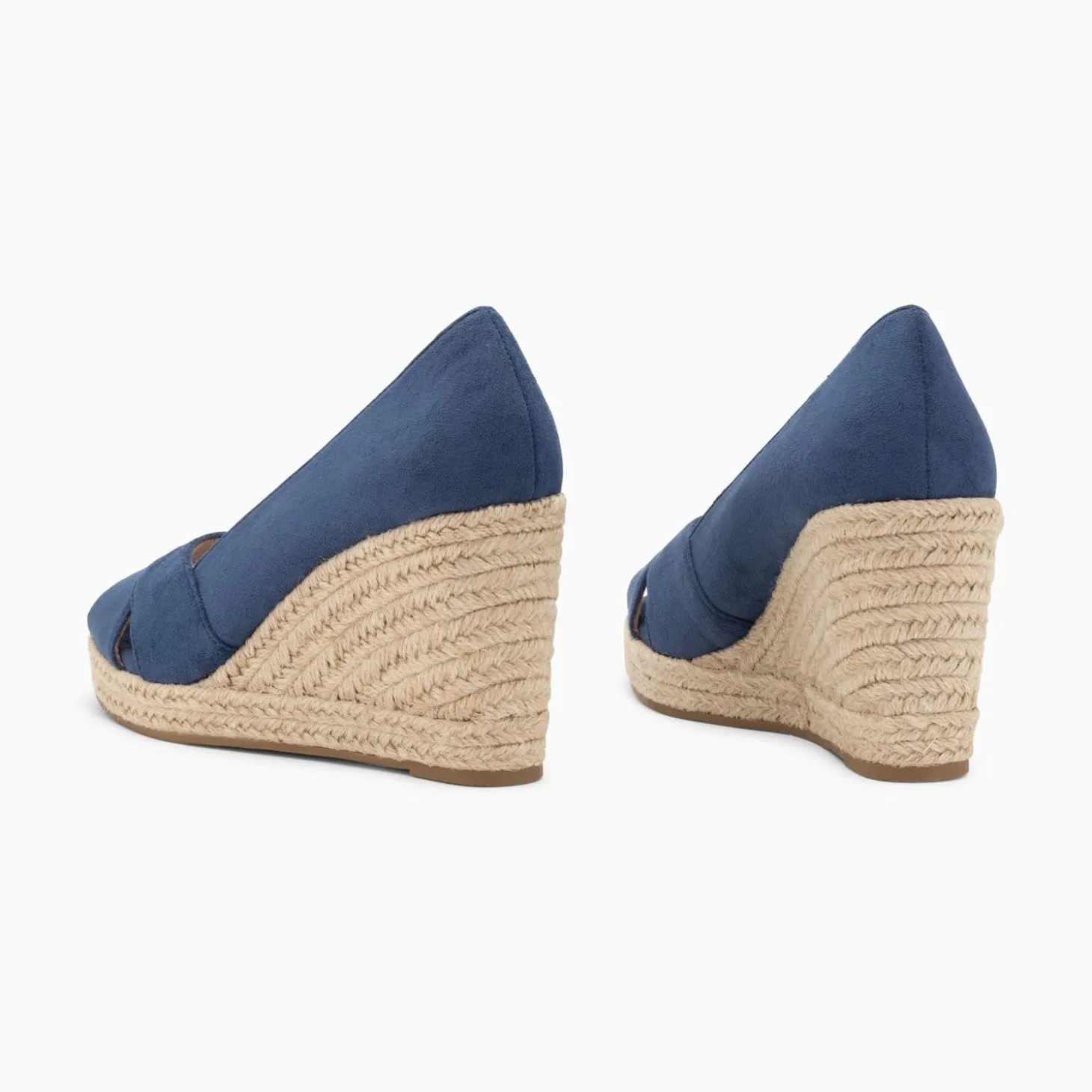 Sandales Compensees Peep-Toe Leonie Bleu Marine