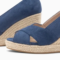 Sandales Compensees Peep-Toe Leonie Bleu Marine